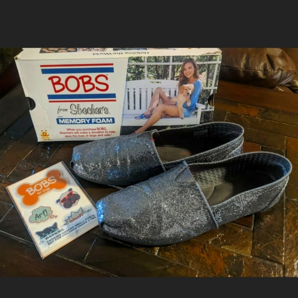 BOBS from Skechers | Shoes | Skechers Bobs Friday Night Pewter Silver  Glitter Size 95 | Poshmark